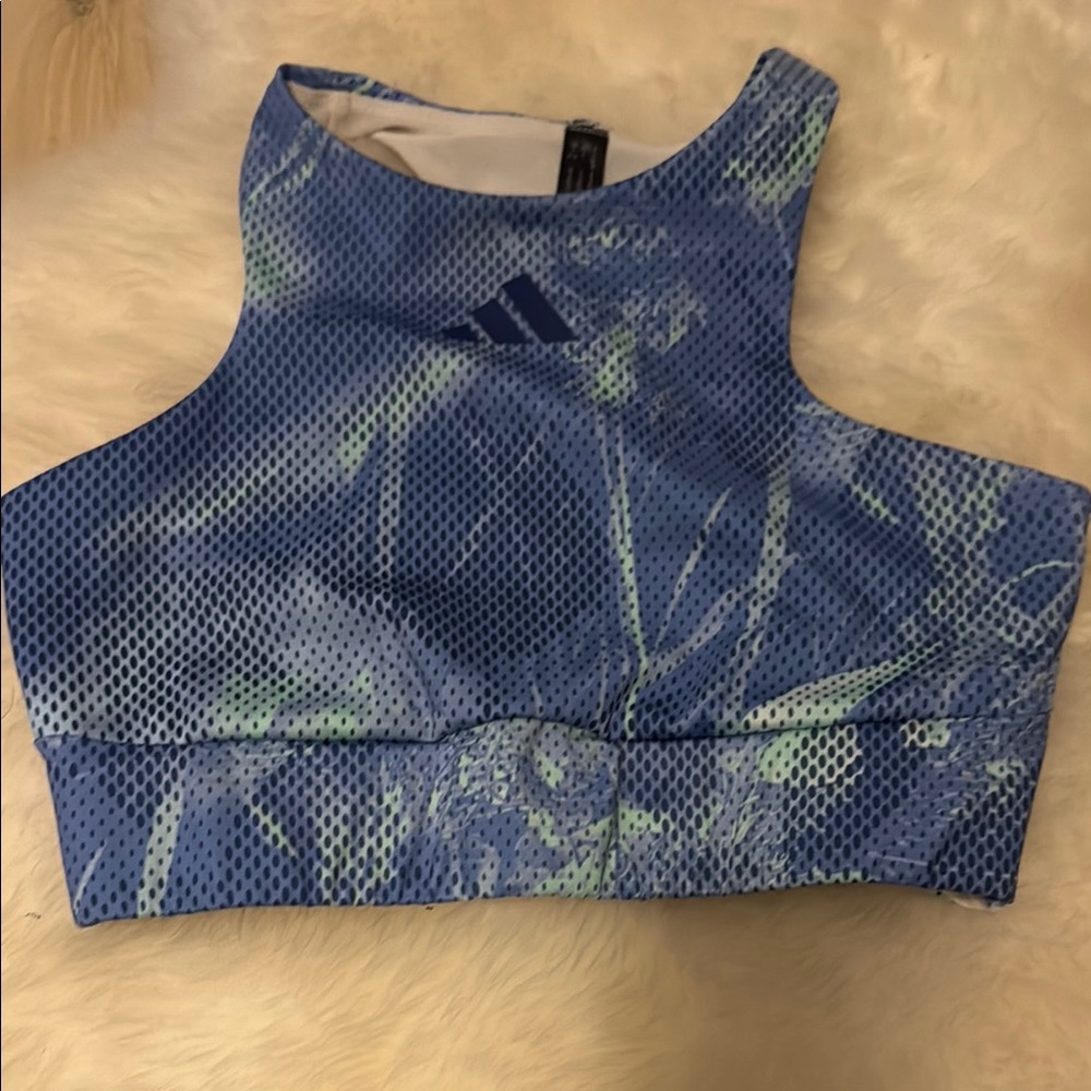 Adidas Blue Mesh Sports Bra. Being sold AS-IS.